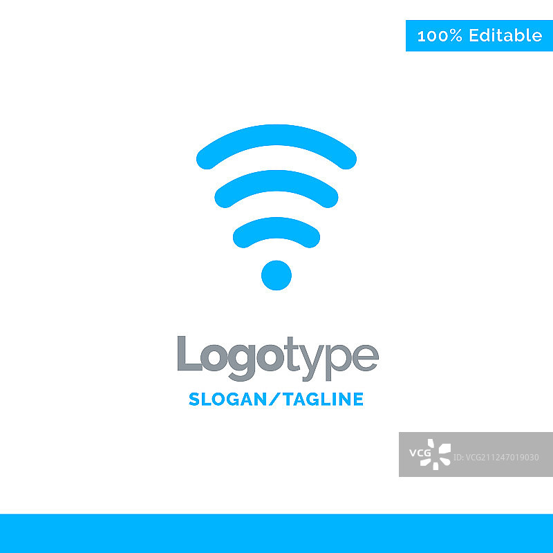 Wifi服务信号蓝色固体标志模板图片素材