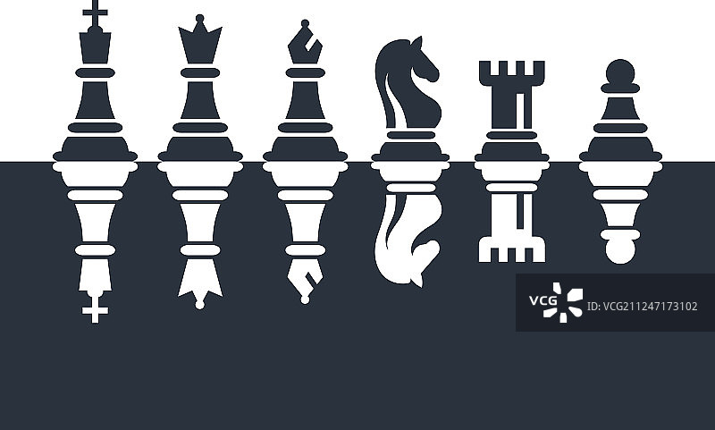 象棋棋子的图标设置为黑色和白色图片素材