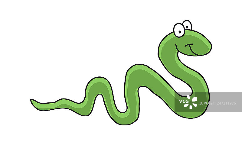 可爱微笑的绿蛇卡通eps10图片素材