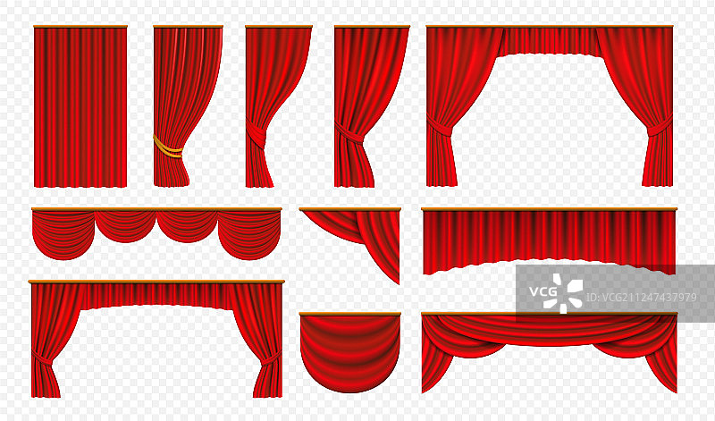 逼真的红窗帘剧院舞台窗帘图片素材