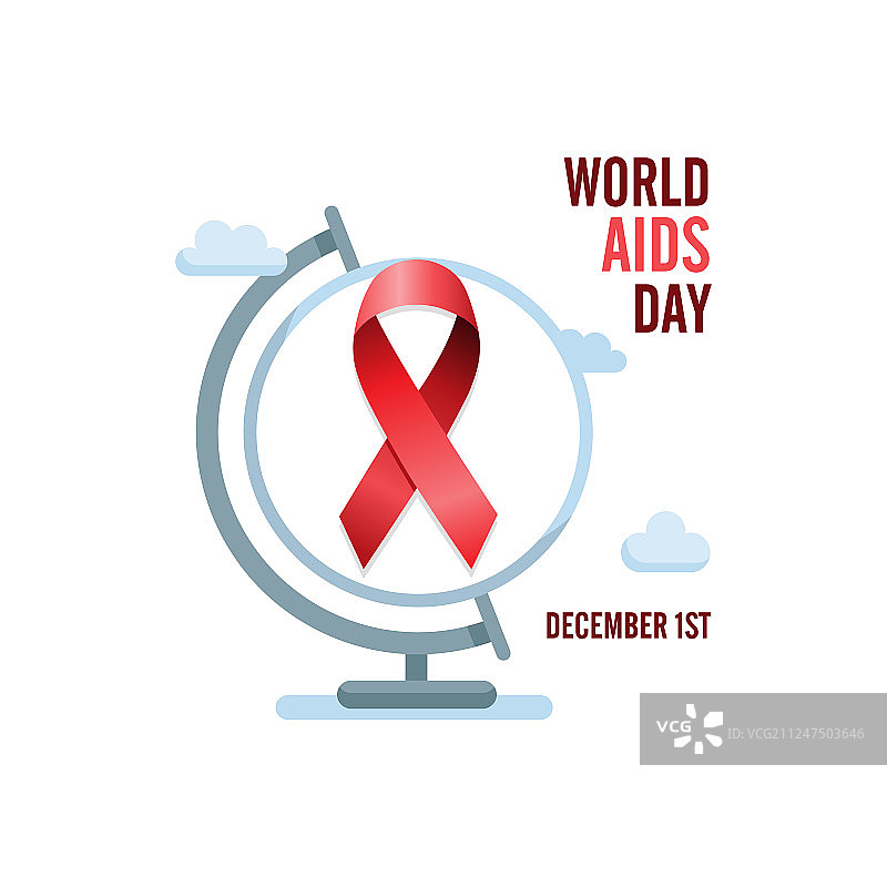 艾滋病意识红丝带和全球英语世界图片素材