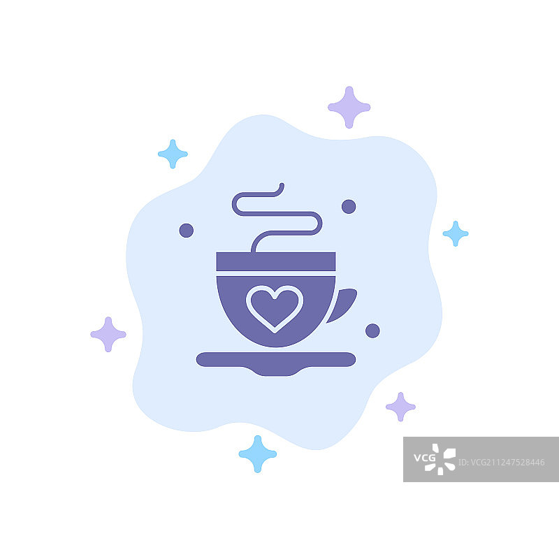 杯咖啡茶爱蓝色图标上抽象的云图片素材