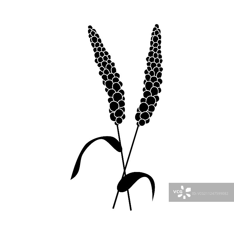 小麦穗黑色剪影图标有机图片素材