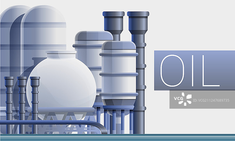 燃料油炼油厂概念横幅卡通风格图片素材