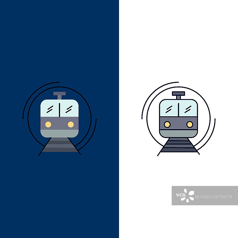 地铁列车智能公共交通平面彩色图标图片素材