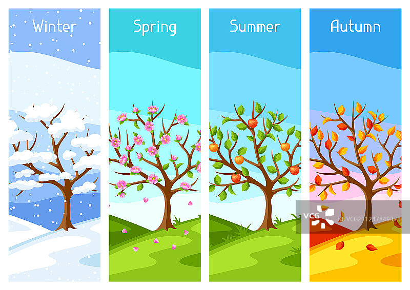春夏秋冬的照片卡通图片