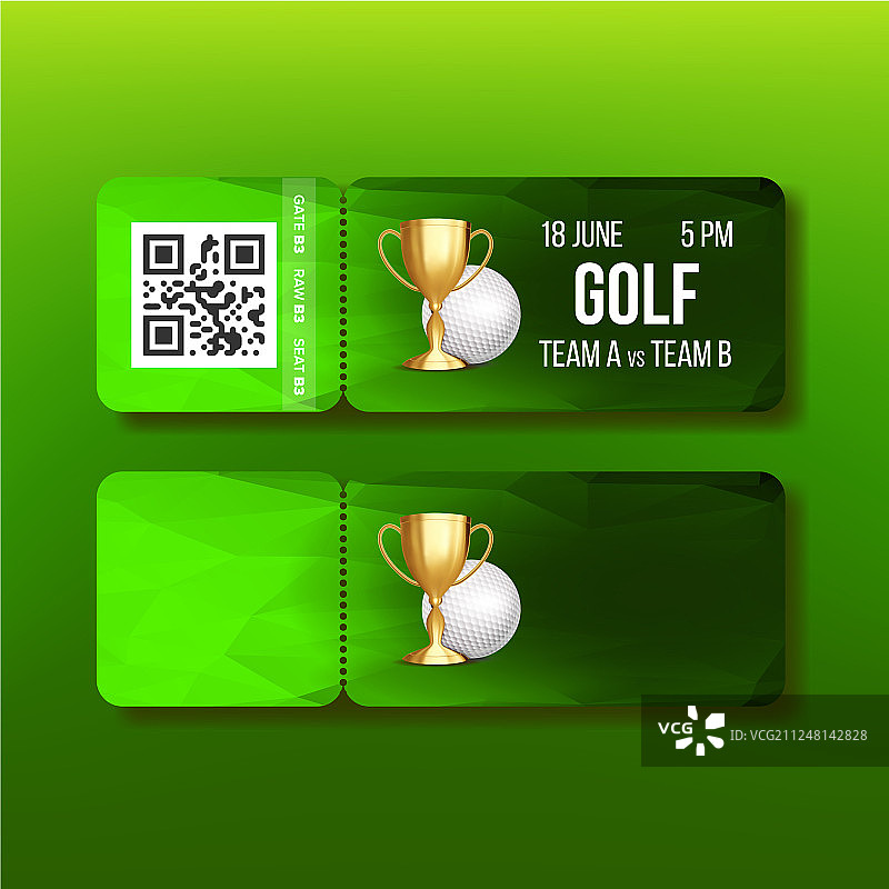 高尔夫比赛的撕票优惠券图片素材
