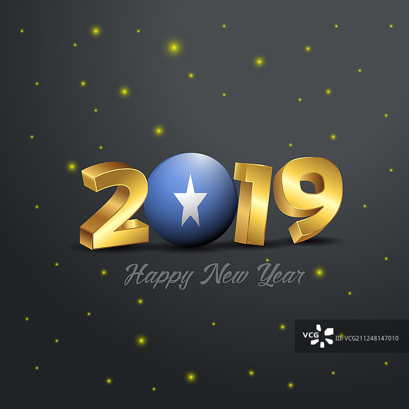 2019年新年快乐索马里国旗排版图片素材