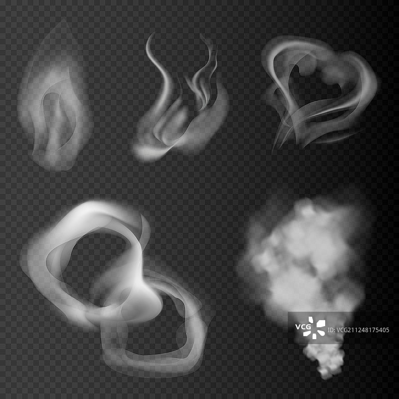 蒸汽和香烟逼真的烟雾图片素材