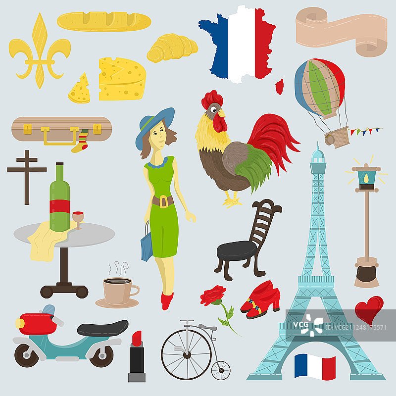 平游欧洲和法国符号图片素材