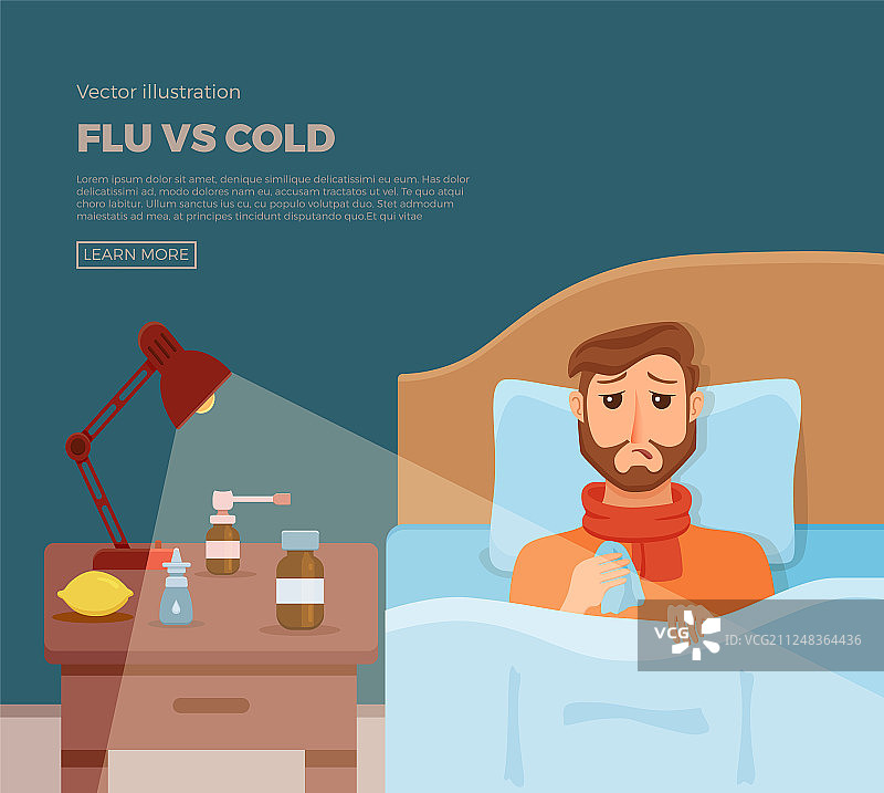 有感冒症状的病人在床上图片素材
