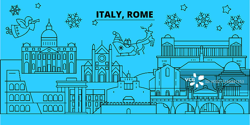 意大利罗马城市冬季假期天际线欢乐图片素材