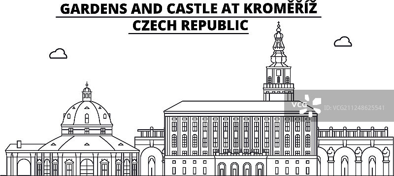 捷克-克罗梅里兹花园和城堡图片素材
