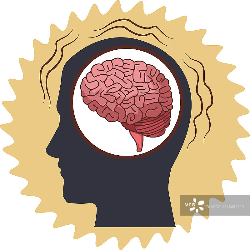 阿尔茨海默症大脑内部的头部剪影图片素材