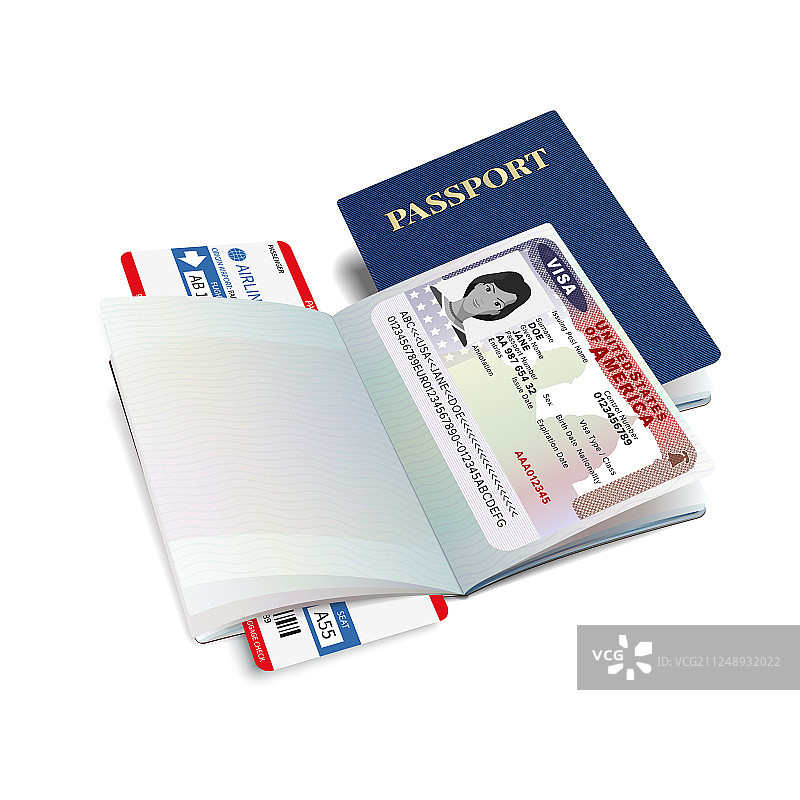 持有美国签证的国际护照图片素材
