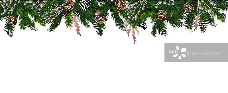 横旗与圣诞树花环图片素材