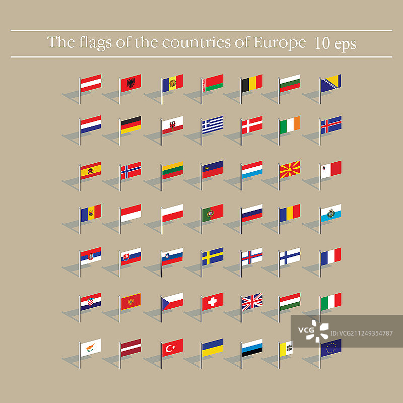 3d旗帜设定欧洲10eps图片素材