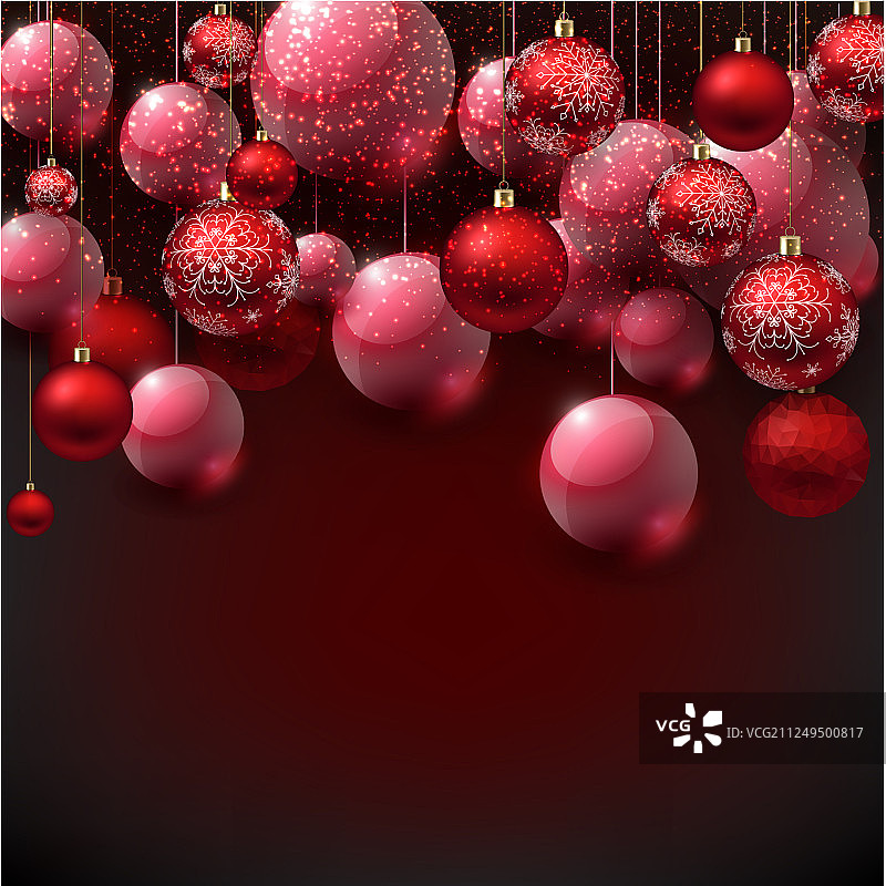 美丽的圣诞背景与红色的球图片素材