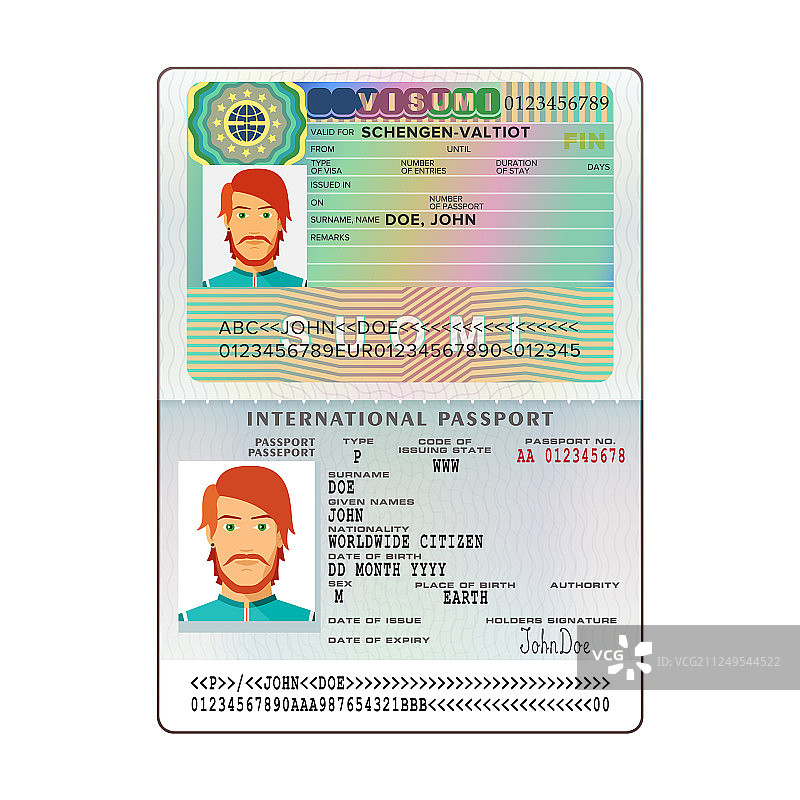 国际开放护照，芬兰签证图片素材