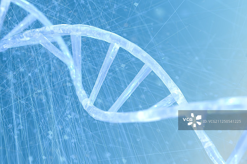 DNA与发散线条科技背景，三维渲染图片素材