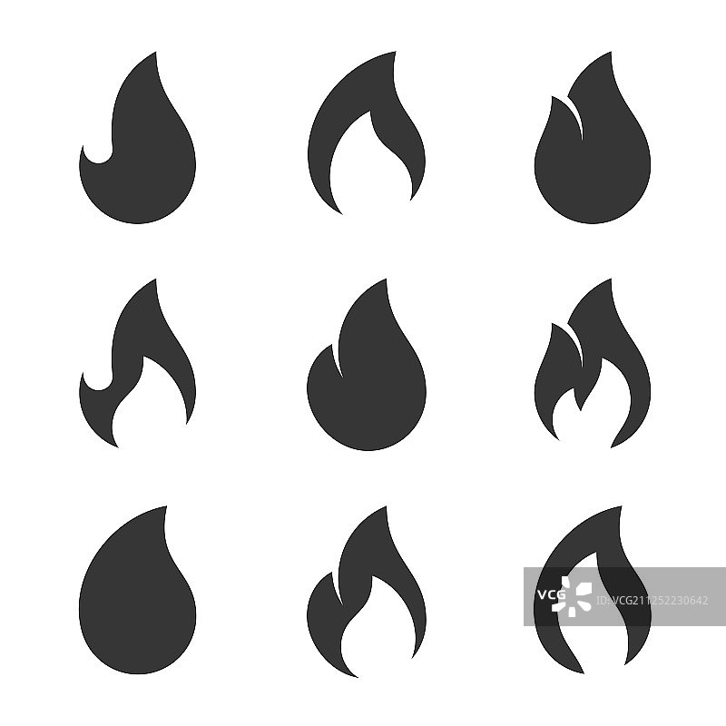 火焰图标设置在白色背景上图片素材