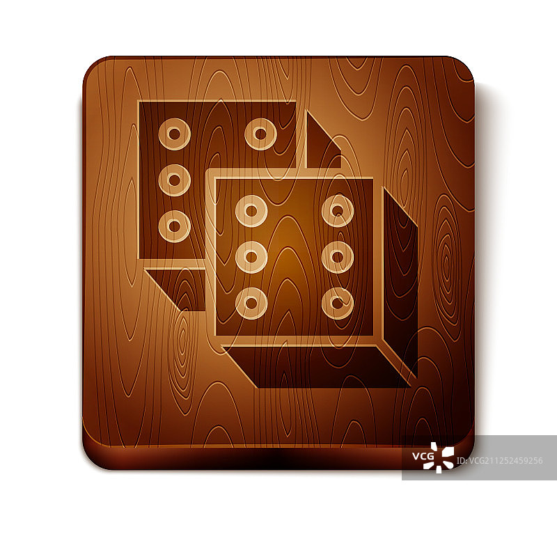 棕色游戏骰子图标孤立在白色背景图片素材