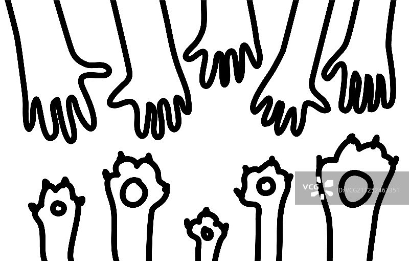 动物宠物狗猫爪手黑线象征图片素材