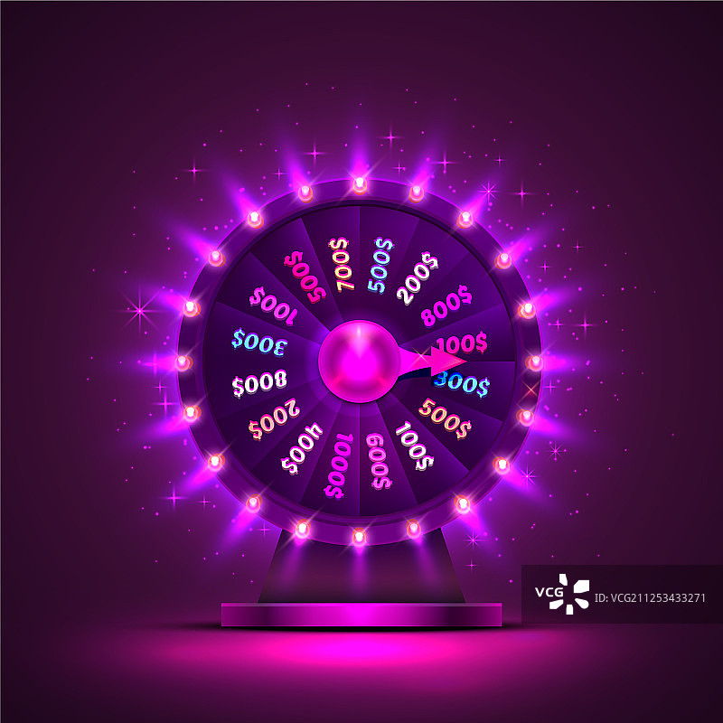 赌场霓虹五彩的幸运轮紫色图片素材