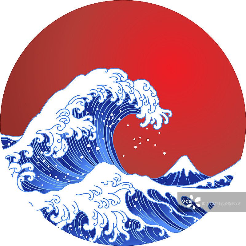 日本东方大波以太阳的形状图片素材