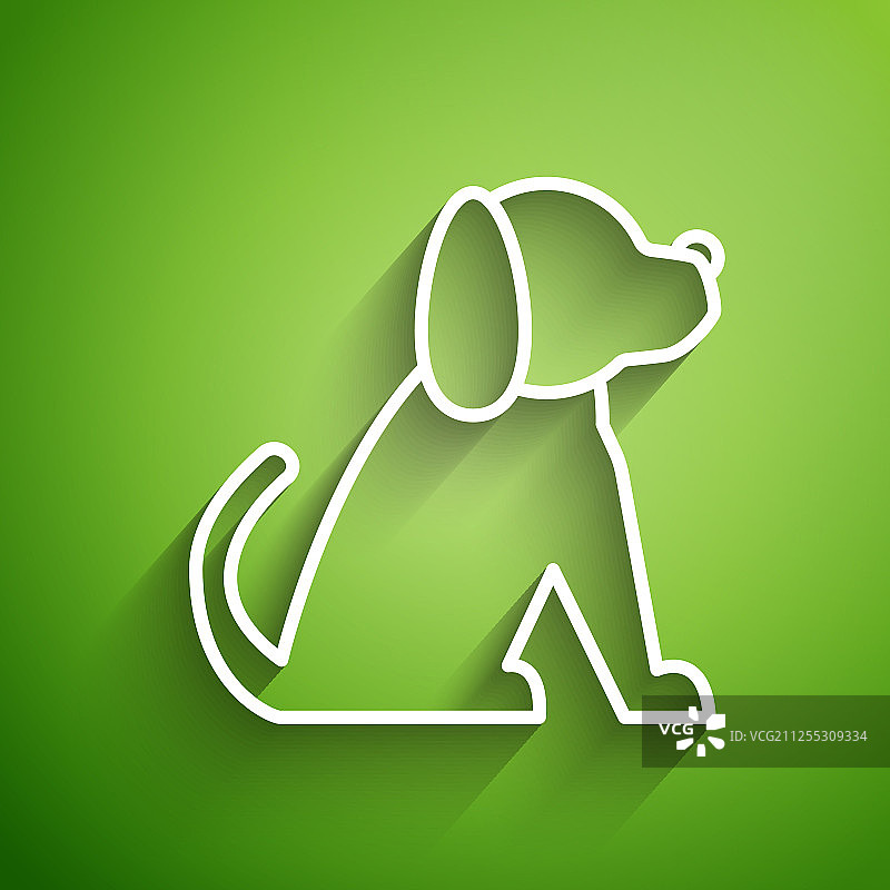 白色线狗图标孤立在绿色背景图片素材