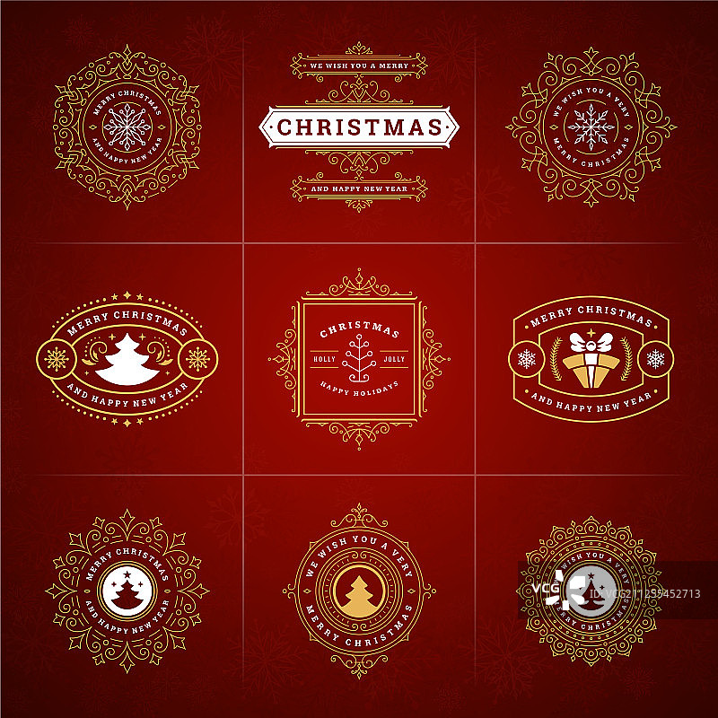 圣诞装饰标签和徽章集图片素材