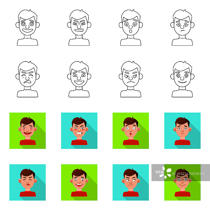 设计脸和男孩标志设置脸图片素材