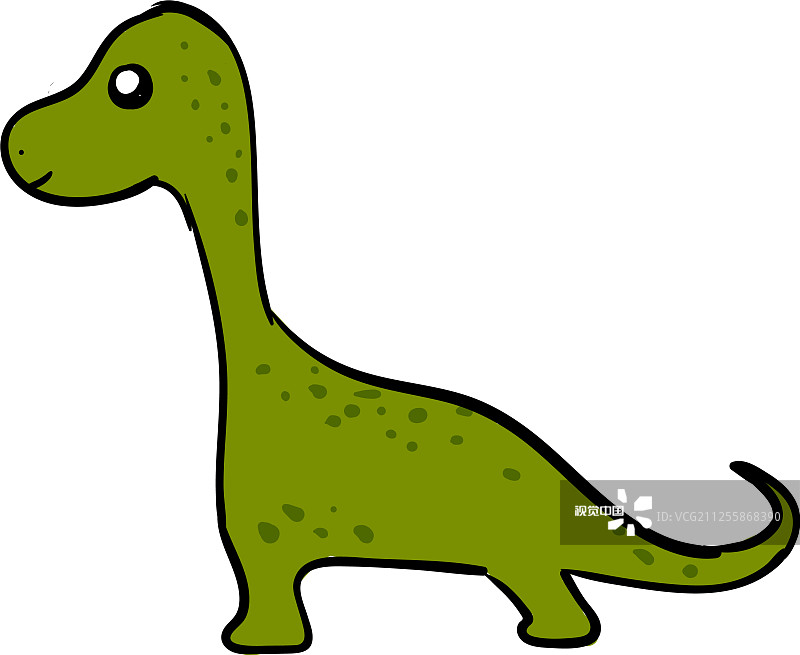 白色背景上的绿色可爱的恐龙图片素材