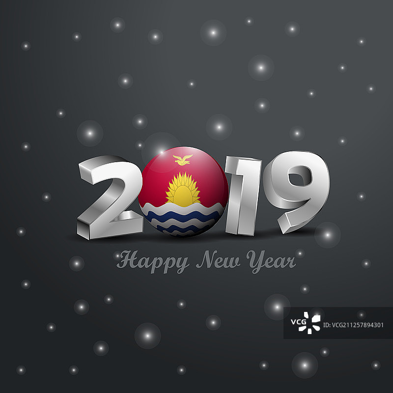 2019年新年快乐，基里巴斯旗帜印刷图片素材