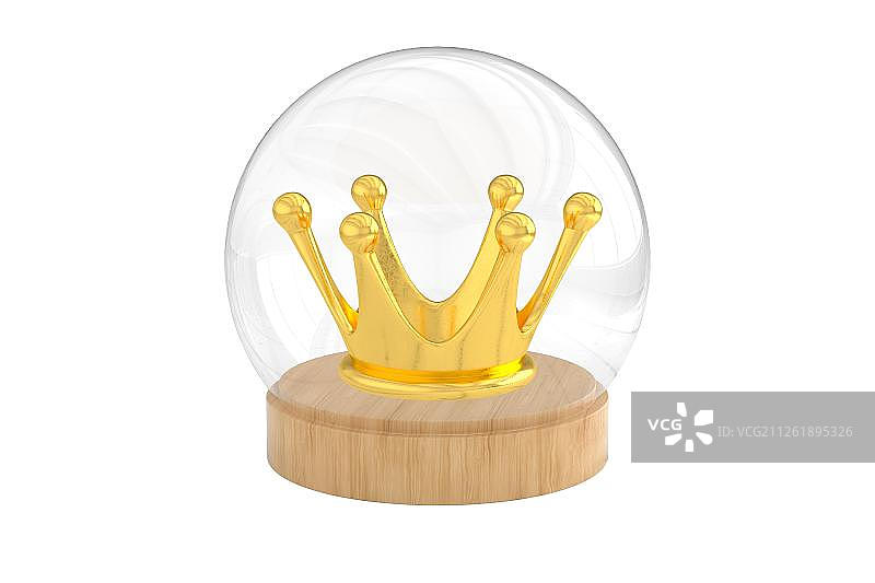 3D玻璃罩内的皇冠图片素材