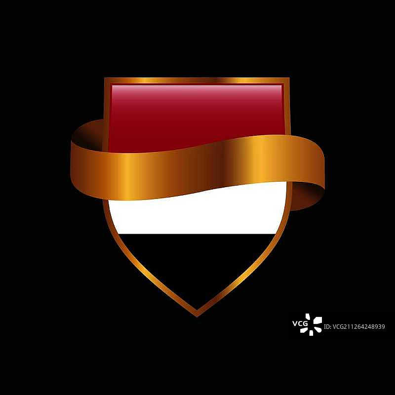 也门国旗金色徽章设计向量图片素材