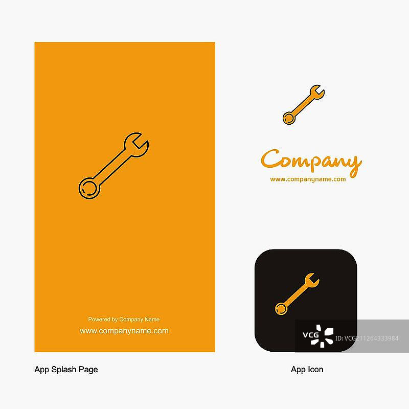 扳手公司Logo App图标和Splash页面设计。创意商业应用设计元素图片素材