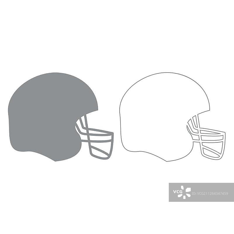 美式橄榄球头盔灰色set灰色set icon ..美式橄榄球头盔灰色设置图标。图片素材