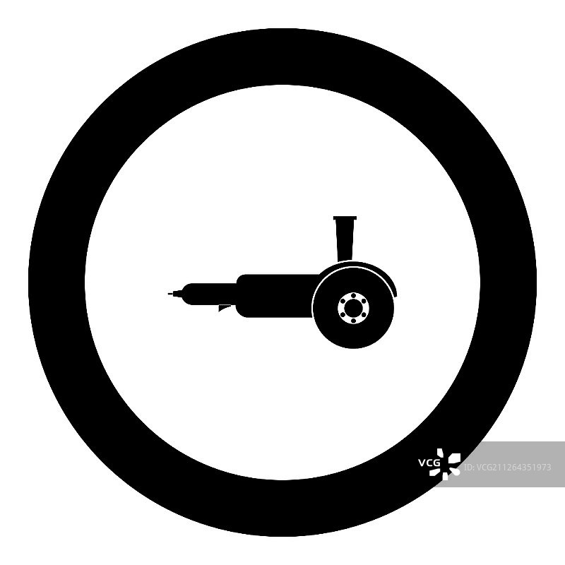 保加利亚电动圆锯角磨床与圆盘手持图标黑色圆形矢量插图图片素材