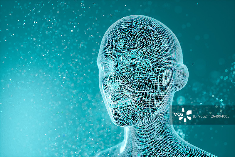 虚拟科技人工智能头像背景 三维渲染图片素材