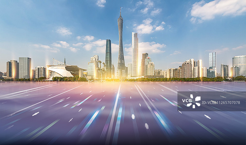 光线智能未来科技感商务写字楼房地产广告创意广州全景城市中心图片素材