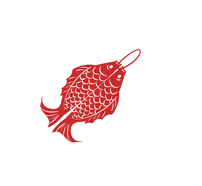 红色剪纸风格双鱼挂饰插画图片素材