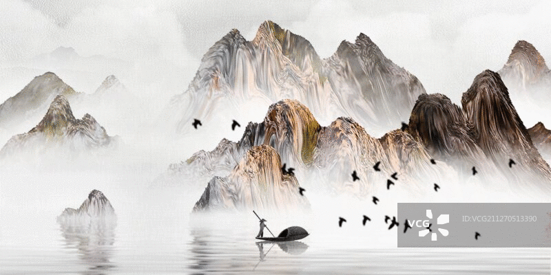 手绘中国风GIF山水动图图片素材