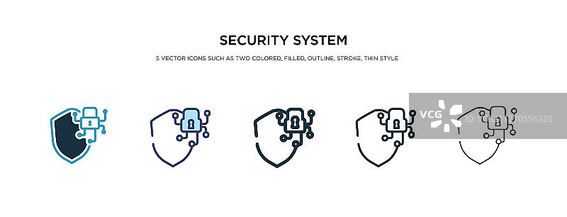 安防系统图标有两种不同风格图片素材