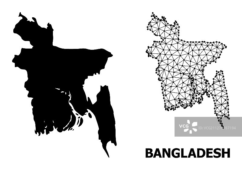 固体和网格地图孟加拉国图片素材