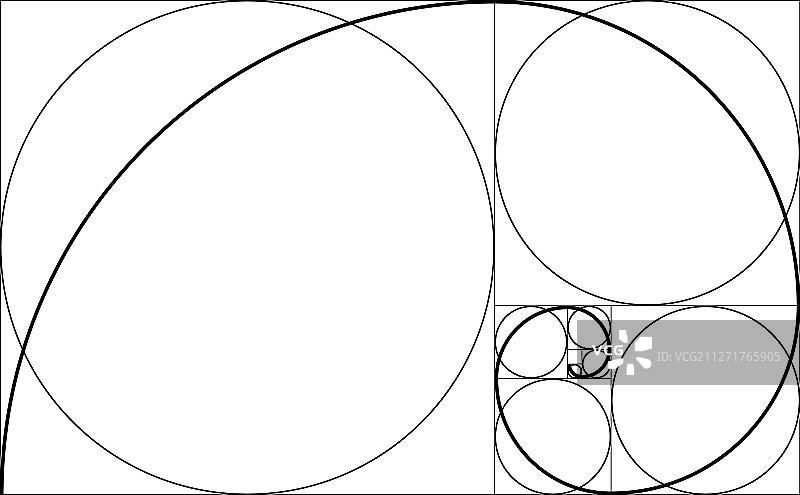 黄金比例几何概念斐波那契螺旋图片素材