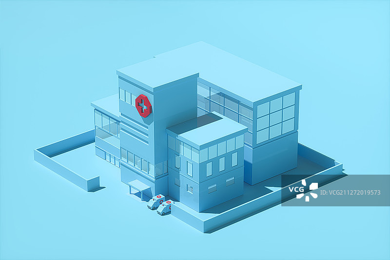 三维卡通医院模型 三维渲染图片素材