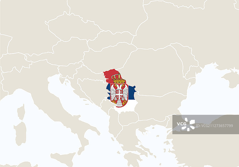欧洲与突出的塞尔维亚地图图片素材