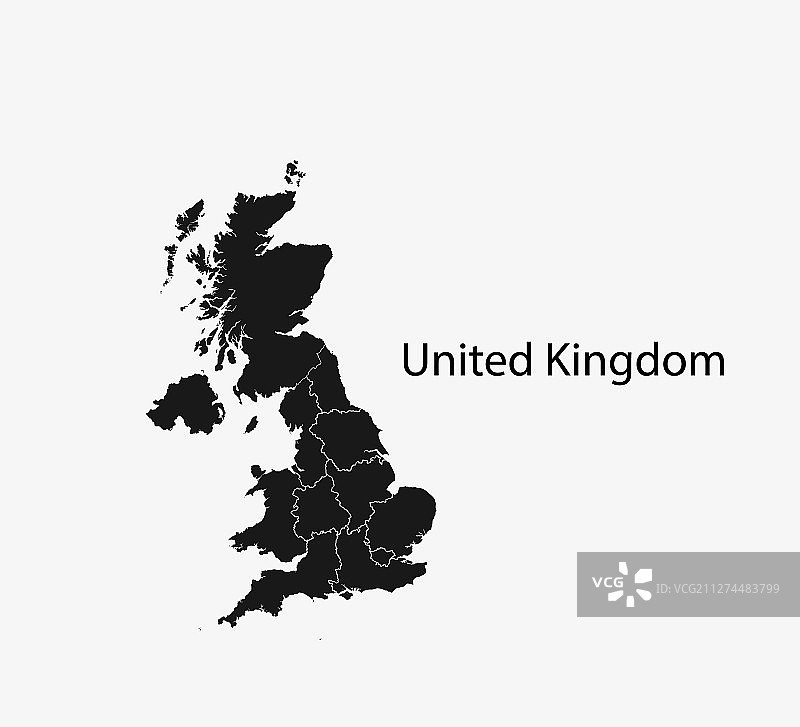 英国地图各州边界地图图片素材