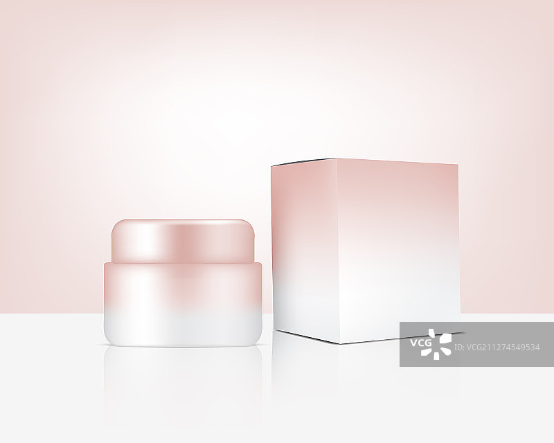 罐子模拟现实的玫瑰金化妆品和盒子图片素材
